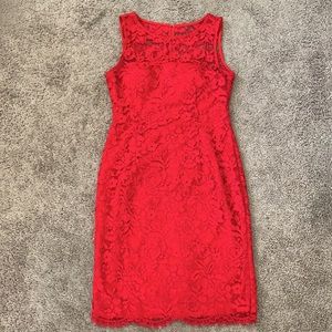 Adrianna Papell Red Lace Dress